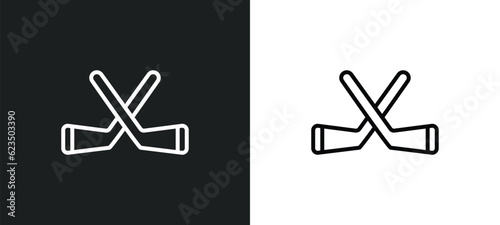 hockey icon isolated in white and black colors. hockey outline vector icon from sport collection for web, mobile apps and ui.