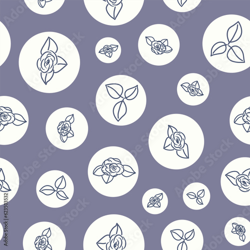 Creme Dots on a Dusty Mauve Background feature Roses and Leaves in a Line Art Style of Design