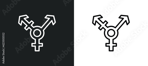 transgender icon isolated in white and black colors. transgender outline vector icon from social media marketing collection for web, mobile apps and ui.
