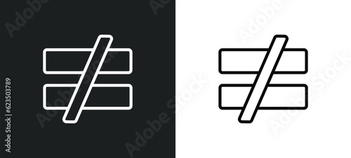 is not equal to icon isolated in white and black colors. is not equal to outline vector icon from signs collection. thin collection for web, mobile apps and ui.