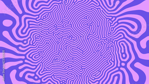 Violet Purple Psychedelic Acid Trip Vector Unusual Creative Abstract Background. Radial Crazy Structure Bizarre Mauve Abstraction Wide Wallpaper. Mushroom Hallucination Effect Trippy Art Illustration