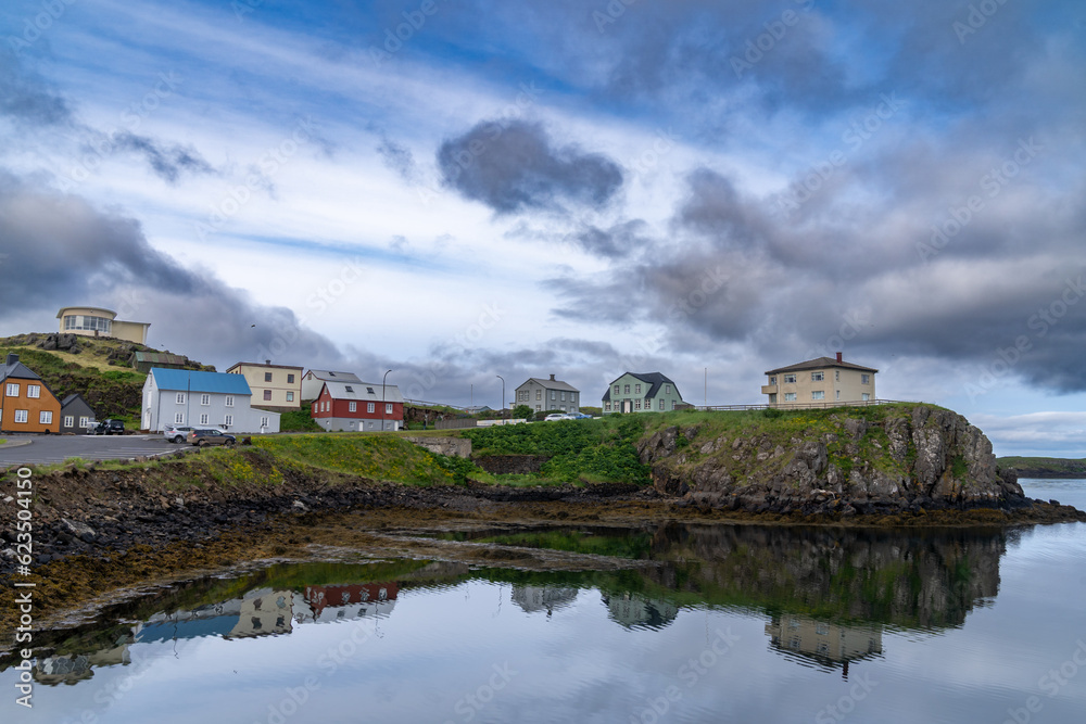 Colorful homes and buildings in Stykkisholmur Iceland on the Snaefellsnes peninsula