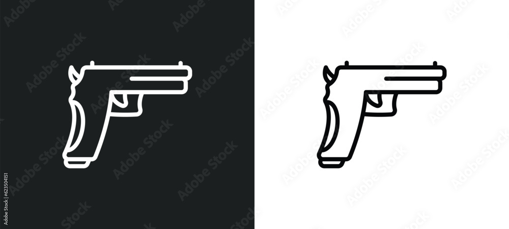 gun icon isolated in white and black colors. gun outline vector icon from signs collection for web, mobile apps and ui.