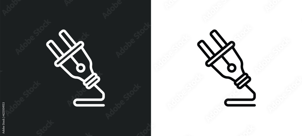plug icon isolated in white and black colors. plug outline vector icon from signs collection for web, mobile apps and ui. plug icon isolated in white and black colors. plug outline vector icon from signs collection for web, mobile apps and ui.