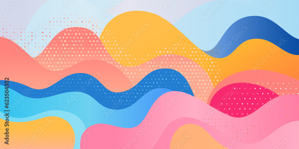 Abstract pattern background. Vector creative pattern texture. Color wave template presentation design with yellow line and blue dots.