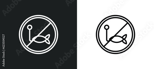 no fishing icon isolated in white and black colors. no fishing outline vector icon from signs collection for web, mobile apps and ui.