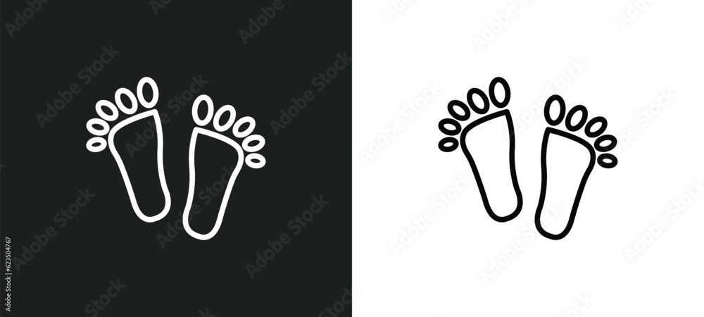 Obraz premium barefoot icon isolated in white and black colors. barefoot outline vector icon from signs collection for web, mobile apps and ui.