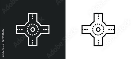 junction icon isolated in white and black colors. junction outline vector icon from signs collection for web, mobile apps and ui.