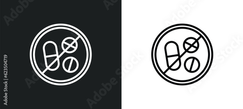 no drugs icon isolated in white and black colors. no drugs outline vector icon from signs collection for web, mobile apps and ui.