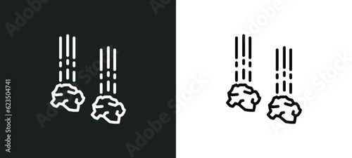 falling rocks icon isolated in white and black colors. falling rocks outline vector icon from signs collection for web, mobile apps and ui.