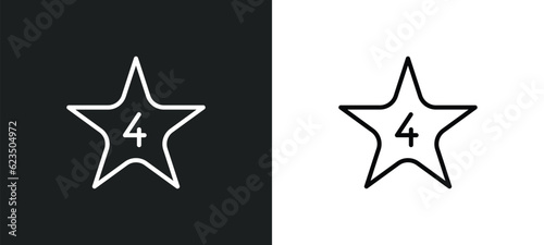star with number four icon isolated in white and black colors. star with number four outline vector icon from shapes collection for web  mobile apps and ui.