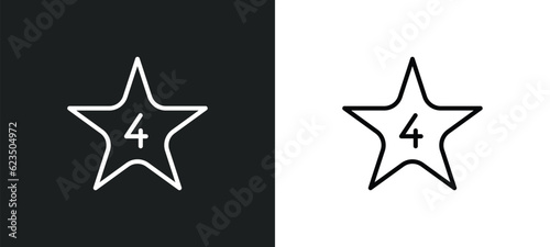 star with number four icon isolated in white and black colors. star with number four outline vector icon from shapes collection for web, mobile apps and ui.