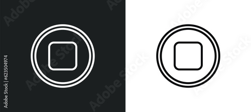 round stop button icon isolated in white and black colors. round stop button outline vector icon from shapes collection for web, mobile apps and ui.