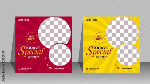 This is a square special food social media post banner template. This template are fully editable and customisable (text, color, photo).You can edit it quickly and easily.