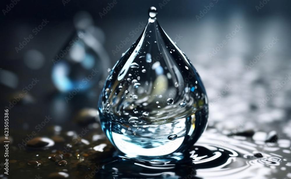 A pure water drop background, Generative AI Illustration. A pure water drop background, Generative AI Illustration.