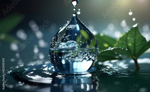 A pure water drop background, Generative AI Illustration.