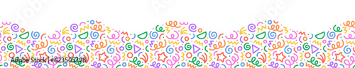 Fotografie, Obraz Fun colorful line doodle wave seamless pattern