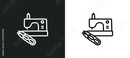 sewing clip art icon isolated in white and black colors. sewing clip art outline vector icon from sew collection for web, mobile apps and ui.