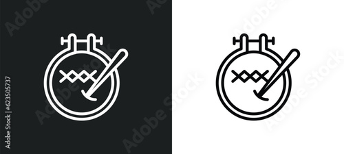 embroidery hoop icon isolated in white and black colors. embroidery hoop outline vector icon from sew collection for web, mobile apps and ui.