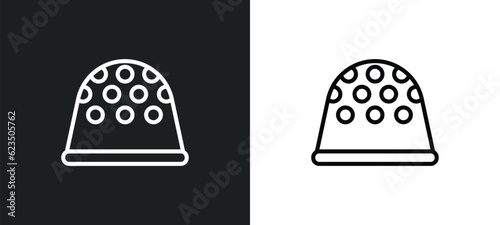 thimble icon isolated in white and black colors. thimble outline vector icon from sew collection for web, mobile apps and ui.