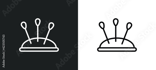 pincushion icon isolated in white and black colors. pincushion outline vector icon from sew collection for web, mobile apps and ui.