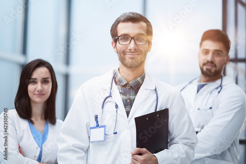 A view of a happy medical team of doctors  man and women