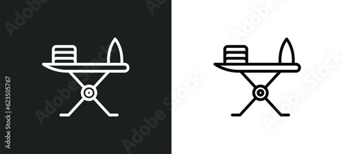 ironing board icon isolated in white and black colors. ironing board outline vector icon from sew collection for web, mobile apps and ui.