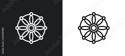 dharma icon isolated in white and black colors. dharma outline vector icon from religion collection for web, mobile apps and ui.