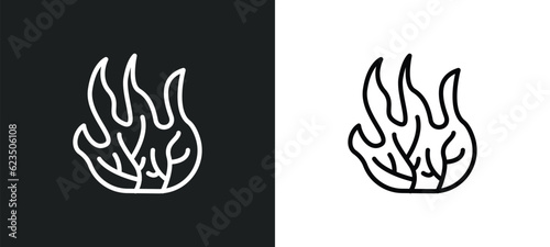 burning bush icon isolated in white and black colors. burning bush outline vector icon from religion collection for web, mobile apps and ui.