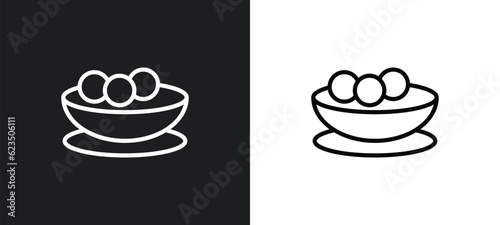 matzo ball soup icon isolated in white and black colors. matzo ball soup outline vector icon from religion collection for web, mobile apps and ui.
