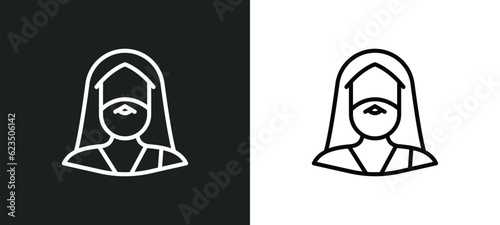moses icon isolated in white and black colors. moses outline vector icon from religion collection for web, mobile apps and ui.