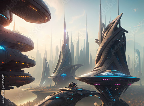 Futuristic city of the future. Ai generated