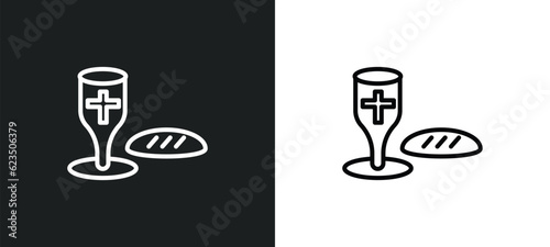 communion icon isolated in white and black colors. communion outline vector icon from religion collection for web, mobile apps and ui.