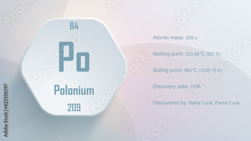 Modern periodic table element Polonium 3D Vector Illustration