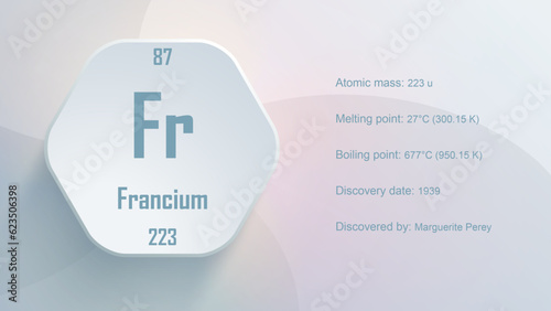 Modern periodic table element Francium 3D Vector Illustration