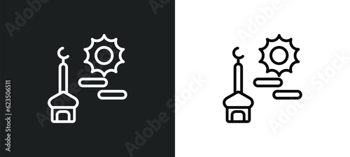 subah prayer icon isolated in white and black colors. subah prayer outline vector icon from religion collection for web, mobile apps and ui. photo