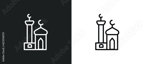 small mosque icon isolated in white and black colors. small mosque outline vector icon from religion collection for web, mobile apps and ui.