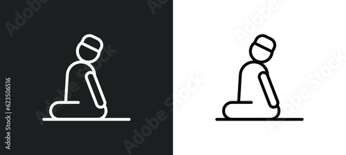 salah icon isolated in white and black colors. salah outline vector icon from religion collection for web, mobile apps and ui.