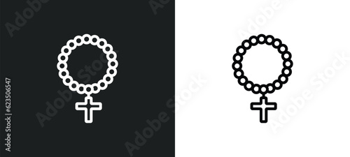 raya rosary icon isolated in white and black colors. raya rosary outline vector icon from religion collection for web, mobile apps and ui.