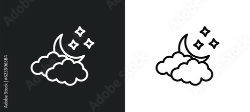 ramadan crescent moon icon isolated in white and black colors. ramadan crescent moon outline vector icon from religion collection for web, mobile apps and ui.