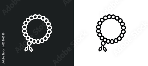 prayer beads icon isolated in white and black colors. prayer beads outline vector icon from religion collection for web, mobile apps and ui.