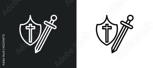 crusade icon isolated in white and black colors. crusade outline vector icon from religion collection for web, mobile apps and ui.