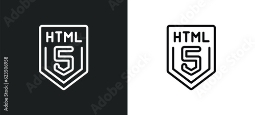 html5 icon isolated in white and black colors. html5 outline vector icon from programming collection for web, mobile apps and ui.