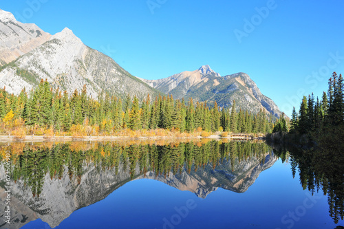 Mountain reflection lake in Banff National Park, on crisp fall day  © LaurieSH