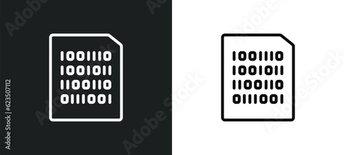 binary file icon isolated in white and black colors. binary file outline vector icon from programming collection for web, mobile apps and ui.