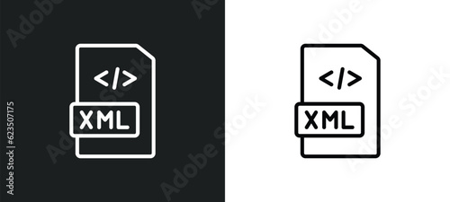 xml icon isolated in white and black colors. xml outline vector icon from programming collection for web, mobile apps and ui.
