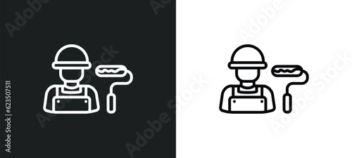 dyer icon isolated in white and black colors. dyer outline vector icon from professions collection for web, mobile apps and ui.