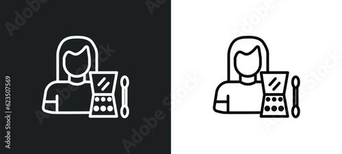 makeup artist icon isolated in white and black colors. makeup artist outline vector icon from professions & jobs collection for web, mobile apps and ui.