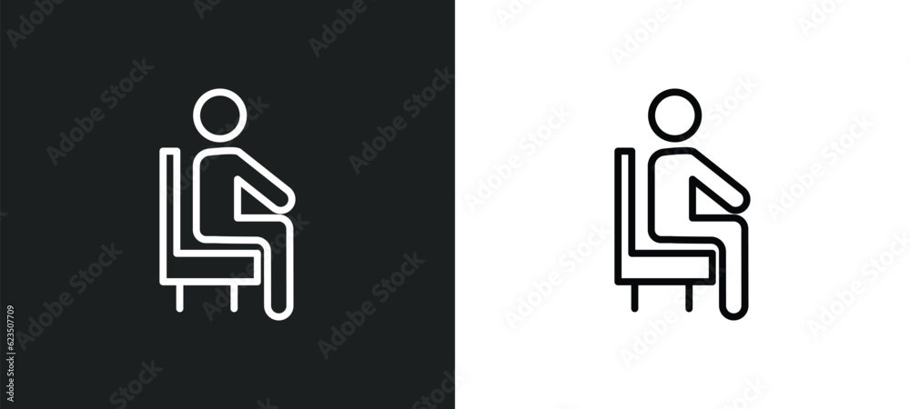 sit down icon isolated in white and black colors. sit down outline vector icon from people collection for web, mobile apps and ui.