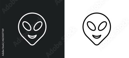 alien smile icon isolated in white and black colors. alien smile outline vector icon from people collection for web, mobile apps and ui.